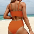 thumbnail image 2 of YueHuiYing Women's Solid Racerback Athletic Bikinis Sporty Two Pieces Swimsuit Junior Teen Girls Sports Bathing Suits, 2 of 7