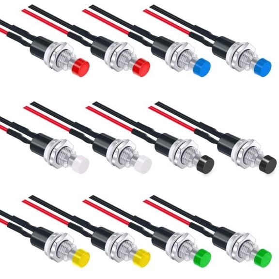 12Pcs 7mm Prewired Momentary Push Button Switches