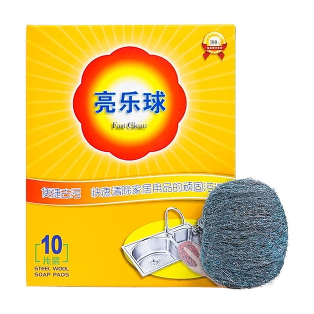 Clean 10PC Steel Wool Pads Easy Cleaning Steel Wool Reusable Dish Absorbent & Foam Steel Wool Soap Pads For Household Cleaning