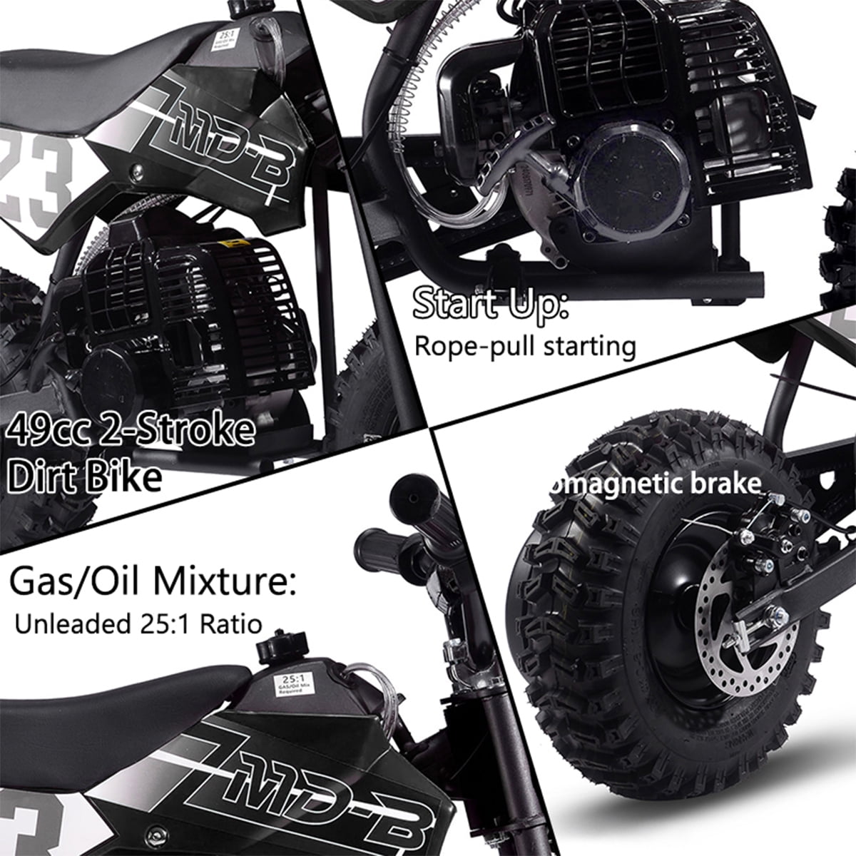 TOXOZERS Dirt Bike for Kids,Gas-Powered Mini Pit Bike with 13 Inch Knobby Tires,25 MPH,Rear Disc Brake,Supports up to 175 lbs,Begin-ner Off Road Motorcycle for Boys Girls,Black