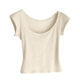 thumbnail image 2 of Timegard Tops for Women Summer Scoop Neck Tee Shirts Cap Sleeve Crop Tops Casual Solid Color Athletic Tops, 2 of 3