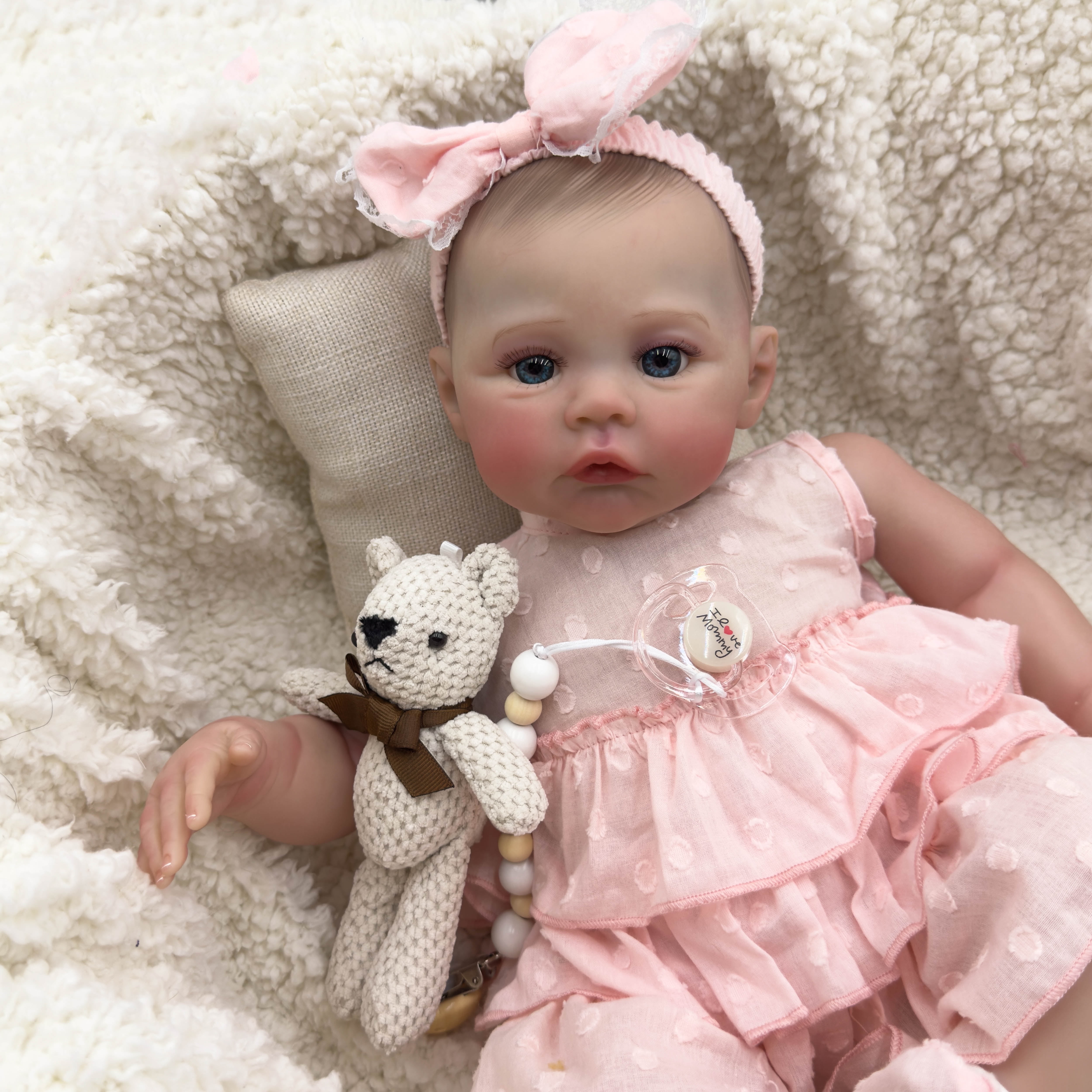 Reborn Baby Dolls 19 inch Lifelike Cute Soft Body Poseable Sleeping Real Life Newborn Lifelike Baby Dolls with Complete Accessories for Age 3 and Up