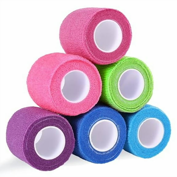 6 Pack Self Adhesive Bandage Wrap 2 Inch X 5 Yards Athletic Tape,Elastic Self Adherent Tape for Ankle,Wrist,Bandage Tape (Colorful)