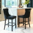 thumbnail image 5 of Velvet Counter Height Upholstered Barstools, Bar Stools Seat Height 27", Counter Height Armless Bar Chairs Button Tufted with Solid Wood Legs for Kitchen Island Bar Area (Set of 8), 5 of 9