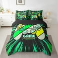 thumbnail image 2 of Erosebridal Video Game Bed in a Bag Full size,Stripes Lines Bed Set,Black Green Bedding Full Size,Microfiber Male Bedroom Decor,Reversible,7pcs, 2 of 6