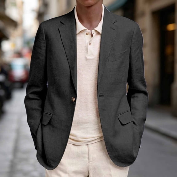 TaTaai Men's Long Sleeve Lapel Blazer Business Casual Jacket with Pockets for Fall Winter Office