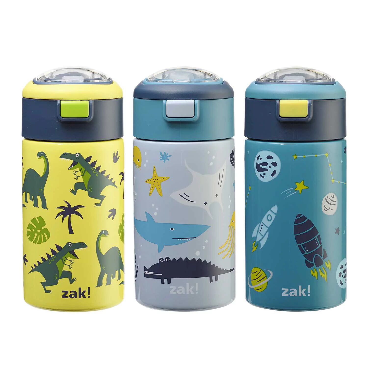 Zak Designs 17.5-oz. Tritan Water Bottle 3-Pack Set Reuseable Plastic with  One-Touch Lid, Silicone Spout with Cover (Assorted Colors) - Sam's Club