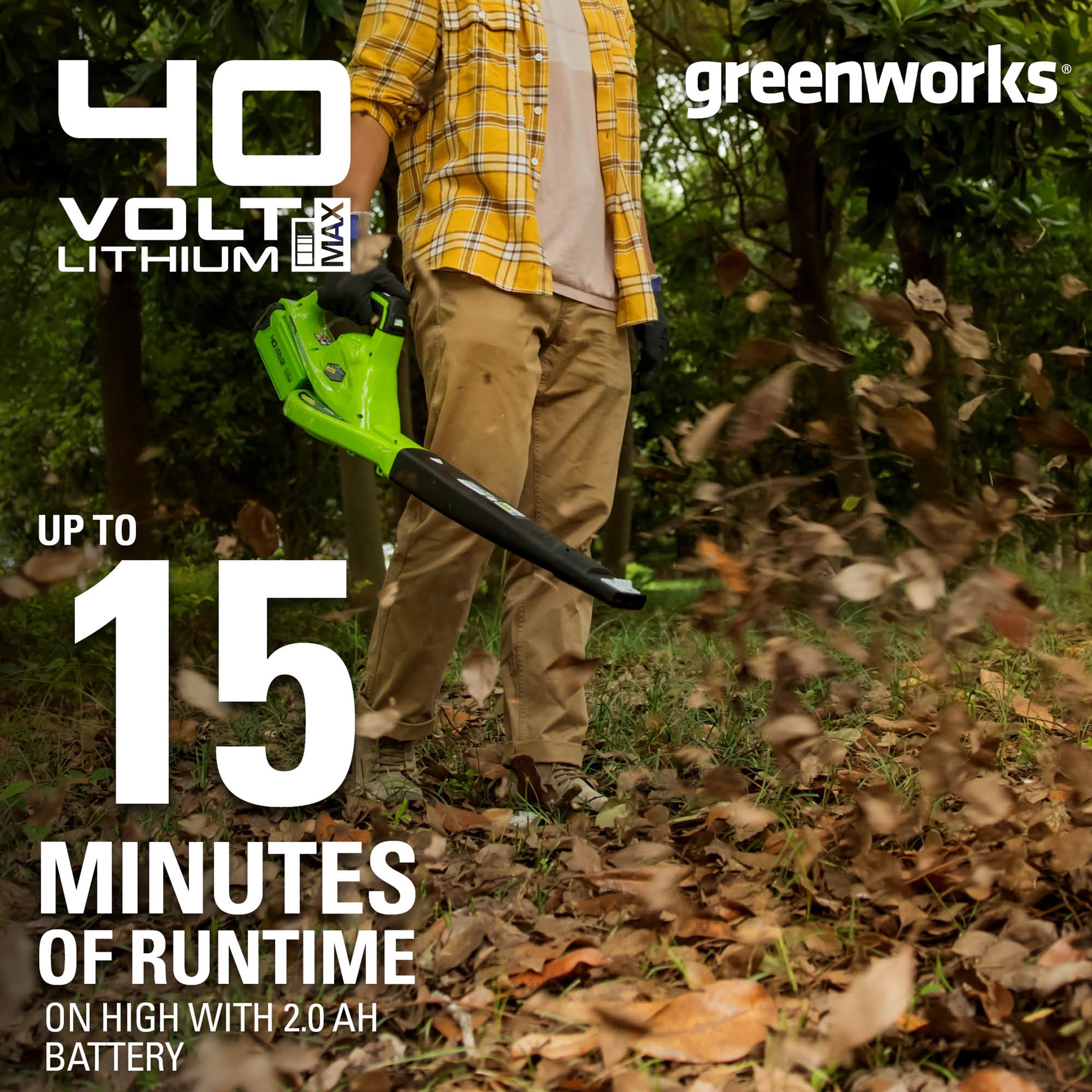 Greenworks 40V 135 CFM Leaf Blower Sweeper w 2.0 Ah Battery 24252