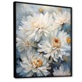 thumbnail image 2 of Designart "Ink-Blot Blooms: White And Blue Mums V" Chrysanthemums Floater Framed Wall Art Living Room, 2 of 5