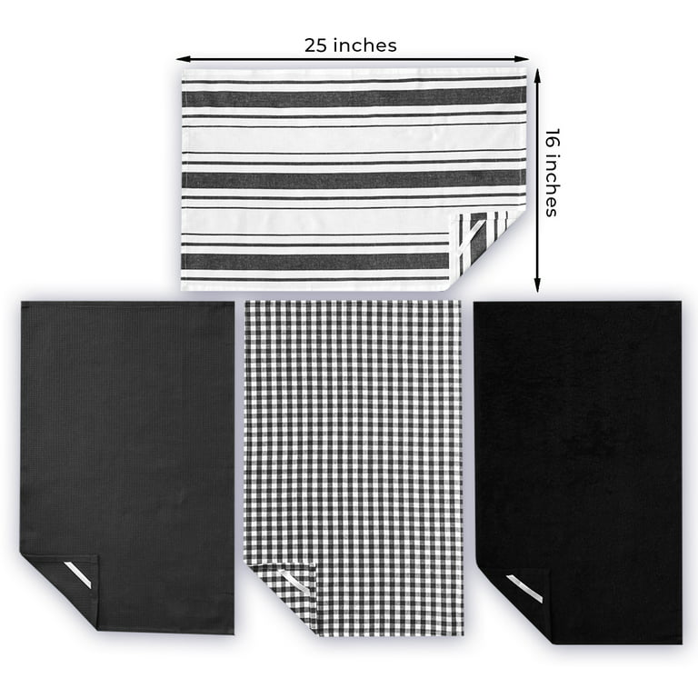 Tarquin Black and White Mini Waffle Dish Towels Set of 2