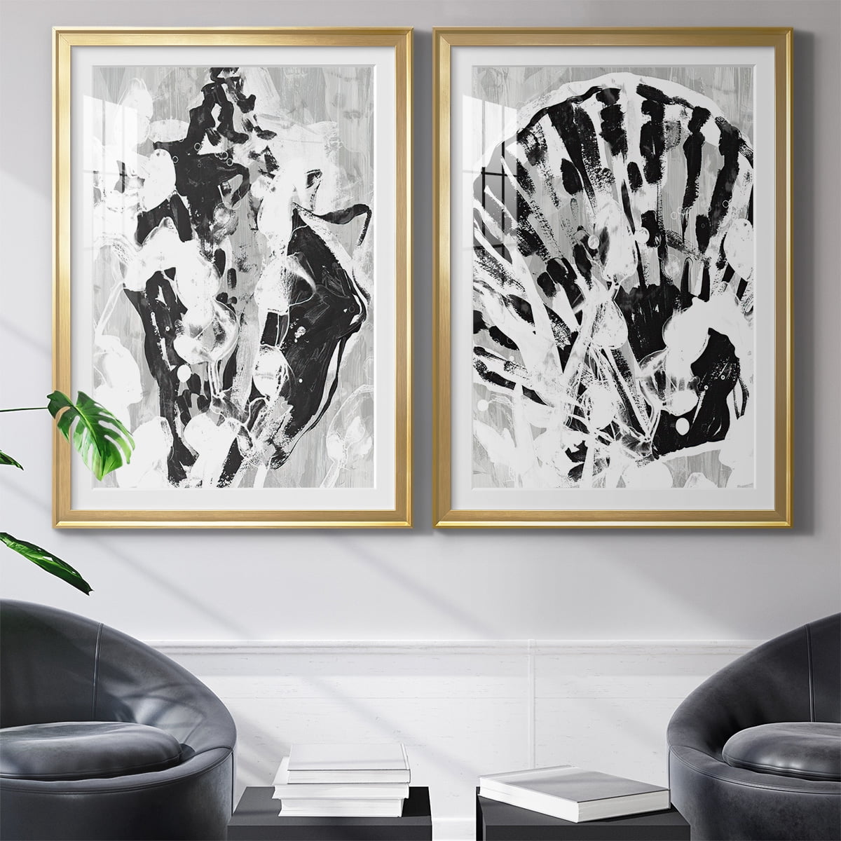 Wexford Home Ocean Inkblot I Premium Framed Print, 26.5" x 36.5" - Ready to Hang, Gold (Set of 2)