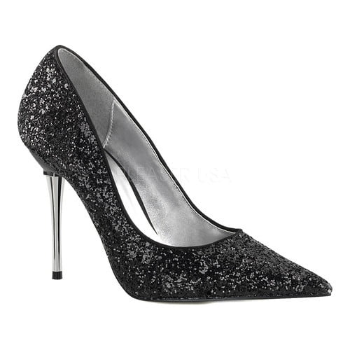 black glitter court shoes