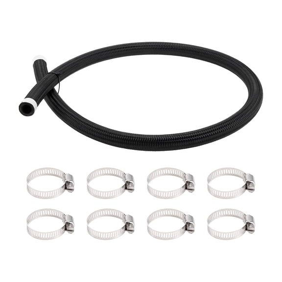 Unique Bargains 1/2" Fuel Line Kit 3.28ft Vacuum Hose Automotive Fuel Hose with 8 Clampss 1 Set