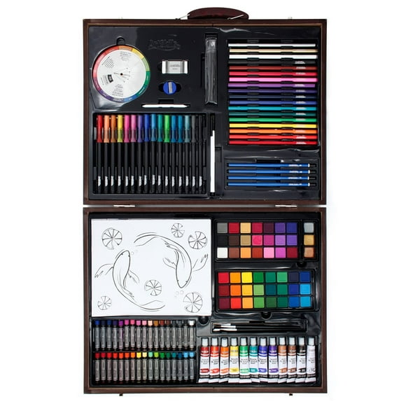 Artistic Masterpiece Deluxe Painting and Drawing Set - 200 Pieces in a Stylish Wooden Case