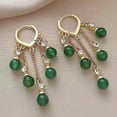 thumbnail image 6 of Opolski 1 Pair Ladies Earrings Eye-catching Fine Workmanship Tassel Golden Plated Delicate Polishing Dress Up Vibrant Color Green Simulated Emerald Earrings, 6 of 13