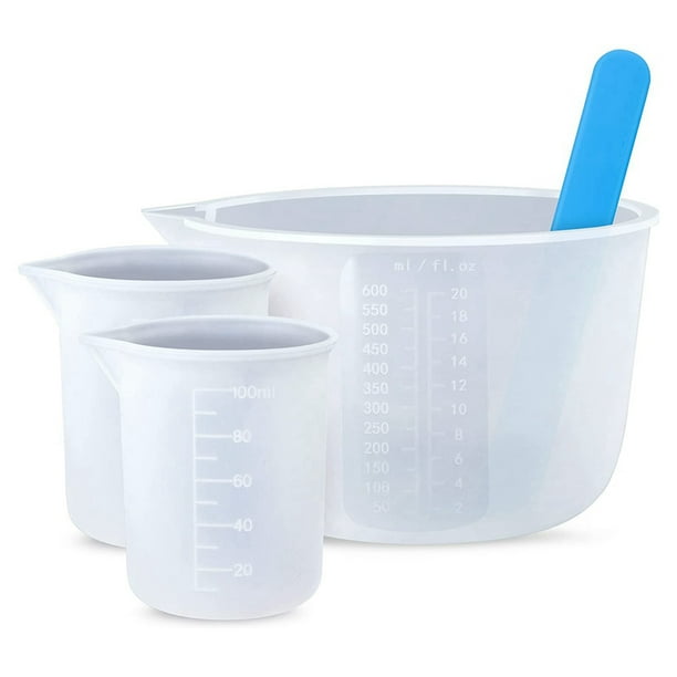 Qtmnekly 600Ml/20Oz Resin Mixing Cups, 2 Piece 100Ml Measuring Cups