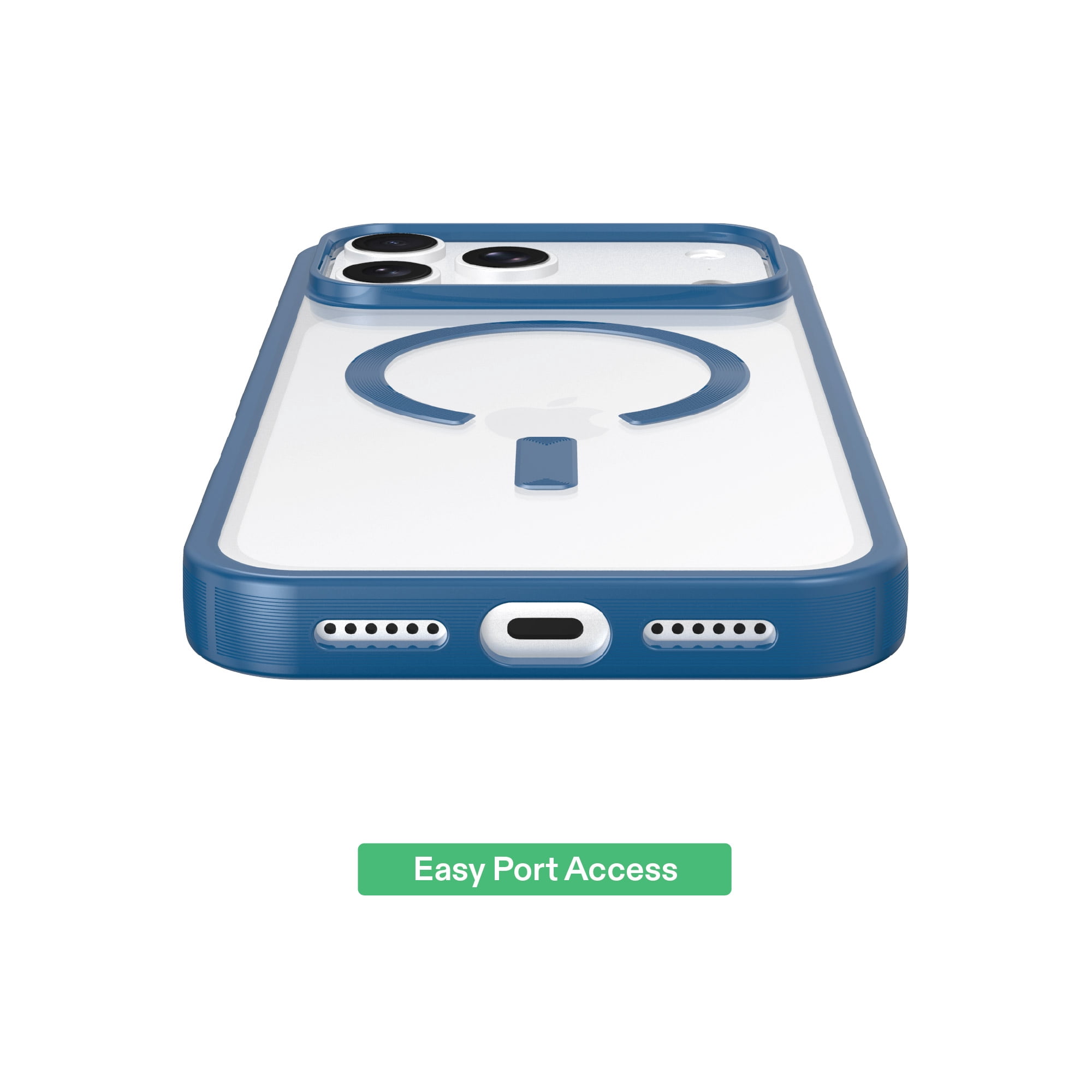 onn Phone Case for iPhone 18 Pro Max / 17 Pro Max, MagSafe Compatible - Clear/Metallic Blue