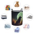 thumbnail image 6 of PAYOHTO Foldable Laundry Room Hamper Bucket Waterproof Bathroom Basket for College Student Living Room Storage Pillows Blankets The Wolf under The Moon, 6 of 8
