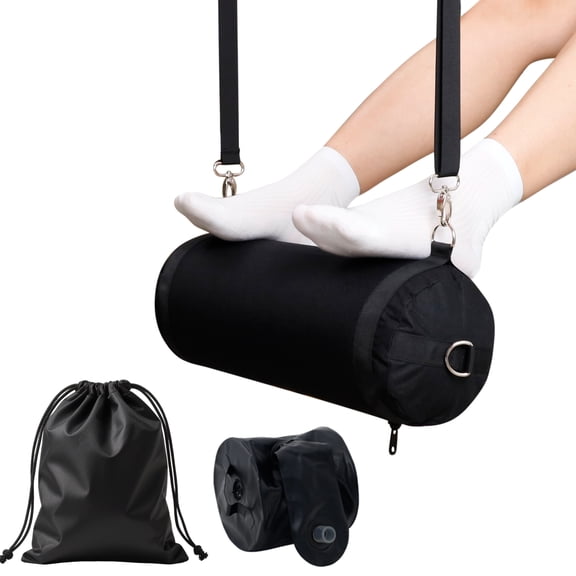 IFOYO Inflatable Foot Hammock for Plane Travel, Portable Foot Rest for Long Flight, Airplane Travel Essentials with Adjustable Straps and Drawstring Bag, No Feet Clashing Airplane Footrest