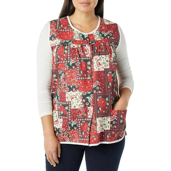 Snap Front Cobbler Aprons Vest with Two Patch Pockets