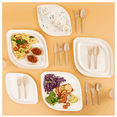 thumbnail image 3 of Pickytarian Compostable Biodegradable Bamboo Plates 50pc Microwave Safe Disposable Party Dinnerware, 3 of 14