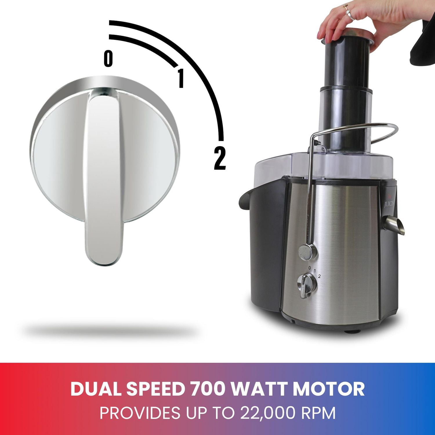 Total Chef 700W Juicin' Power Juicer, Surgical Steel Blade for Fast & Efficient Juicing