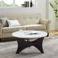 thumbnail image 2 of Wilmer 36" Mi-Siècle 3 Pieds Table Basse Ronde en Faux Marbre Blanc/graphite, 2 of 6