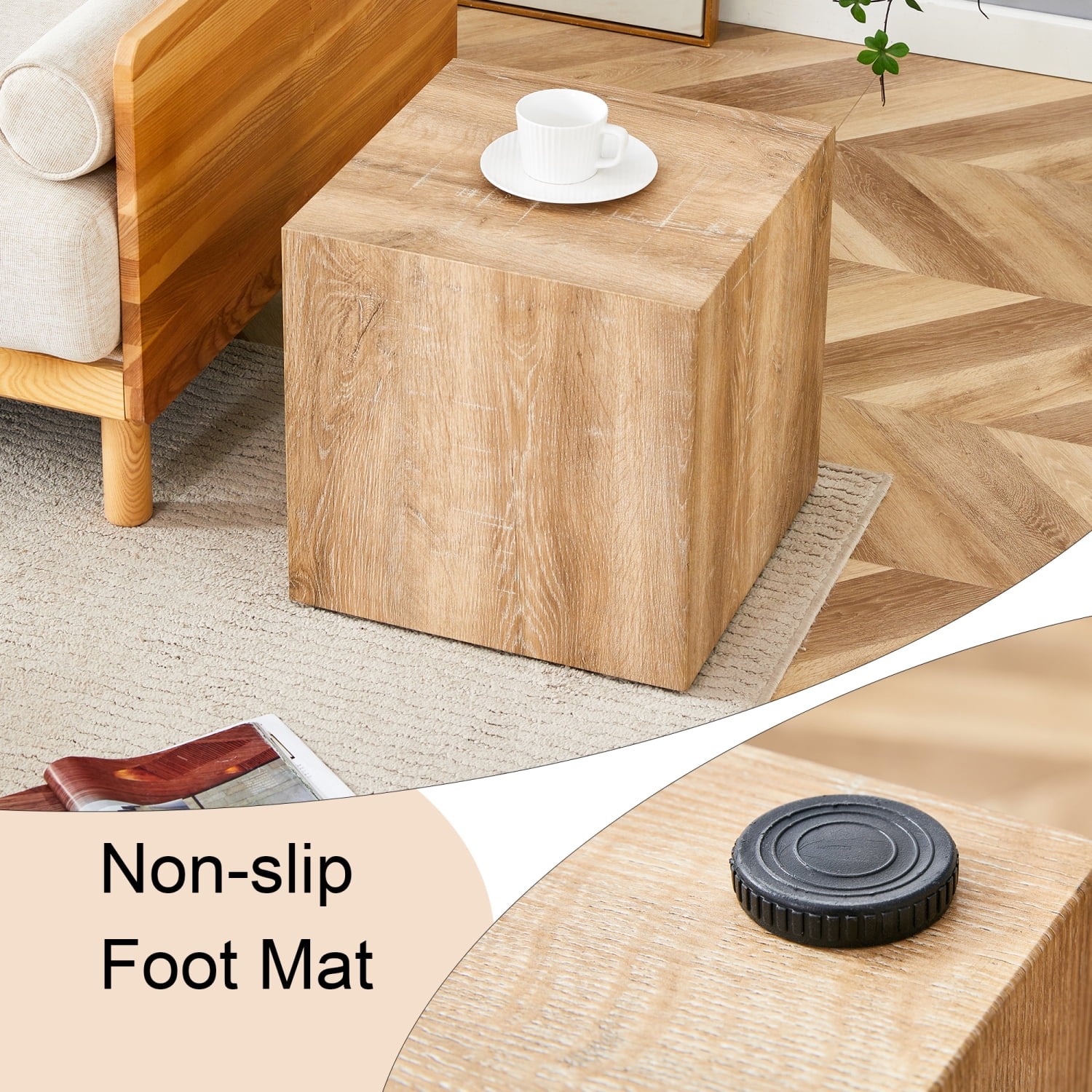 Modern MDF Coffee Table with Natural Wood Texture