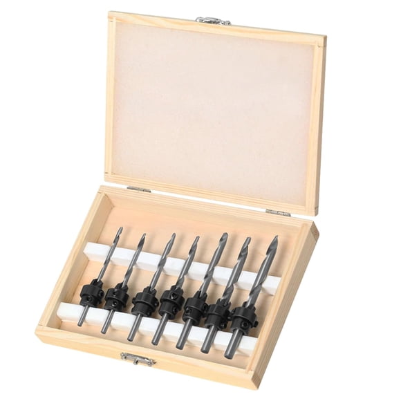 Counter Sink Drill Bits Sets | Steel Screw Woodworking Tools | 7 Pieces Drill Bit Set for Woodworking - for Cabinet Furniture Home Repair Deck Building Woodworkers