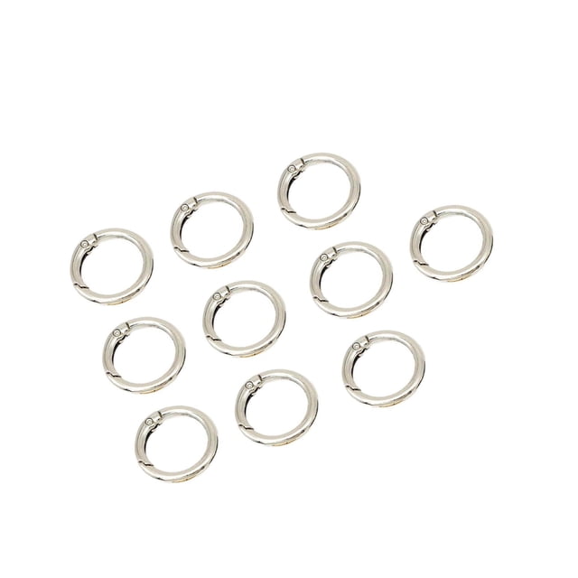 10 Pieces Spring Rings Round round rings metal snap Carabiner ring buckle 3/4inch O Rings for Bags Purse Silver