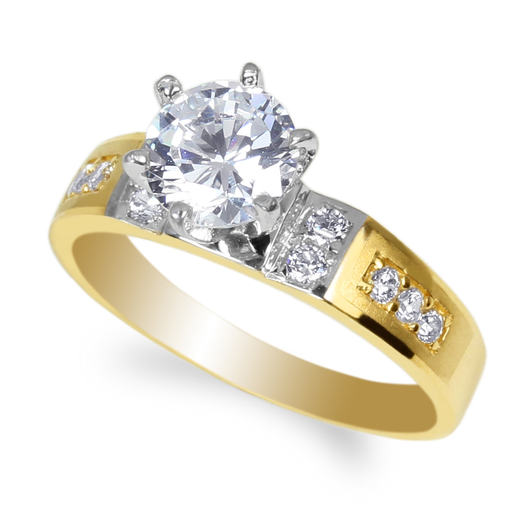 Ladies 10K White Gold 1.1ct Round CZ Wedding Solitaire Ring Size 7-12 