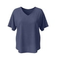 thumbnail image 4 of ZHOGXU Womens Summer T Shirt Short Sleeve V Neck Solid Color Comfortable Lightweight Breathable Tee Top For Casual Daily Wear,Blue,Xxl, 4 of 6