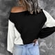 thumbnail image 4 of Otoño e invierno, blusa informal con cuello redondo para mujer, blusa de manga larga con retazos, suéter Fridja  hjk1210, 4 of 7