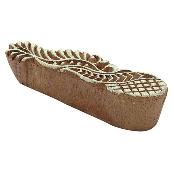 Hand Carved Abstract Pattern Wooden Blocks Textile Print On Fabric Border Stamp
