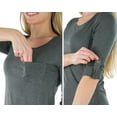 thumbnail image 3 of ToBeInStyle Women's Long Roll-Up Sleeve Ladder-Back Pocket Top - Charcoal - Small, 3 of 7