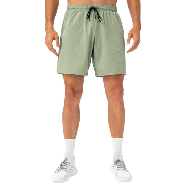Pantalones cortos deportivos para hombres con bolsillos de fitness para correr de secado rápido Abanopi Verde claro/XL