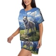 thumbnail image 2 of Lsque Blue Sky Dog Women's Short-Sleeved Pajama Set - 2 Piece Soft and Lightweight Sleepwear Set-Medium, 2 of 9
