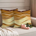 thumbnail image 2 of Coastal Yellow Outdoor Waterproof Pillow Covers, Ombre Ocean Wave Stripes Brown Beach Sand Decorative Square Throw Pillowcase Sofa Cushion Sham for Patio/Couch/Chair, 20"x20" 2 Pack, 2 of 8