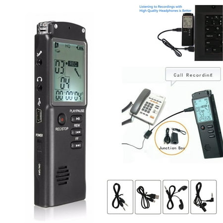 580 Hours 8G B Digital Voice Sound Recorder with LCD Display Cellphone and Landline Call Recording and MP3 (Best Phone Call Recorder)