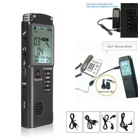 580 Hours 8G B Digital Voice Sound Recorder with LCD Display Cellphone and Landline Call Recording and MP3