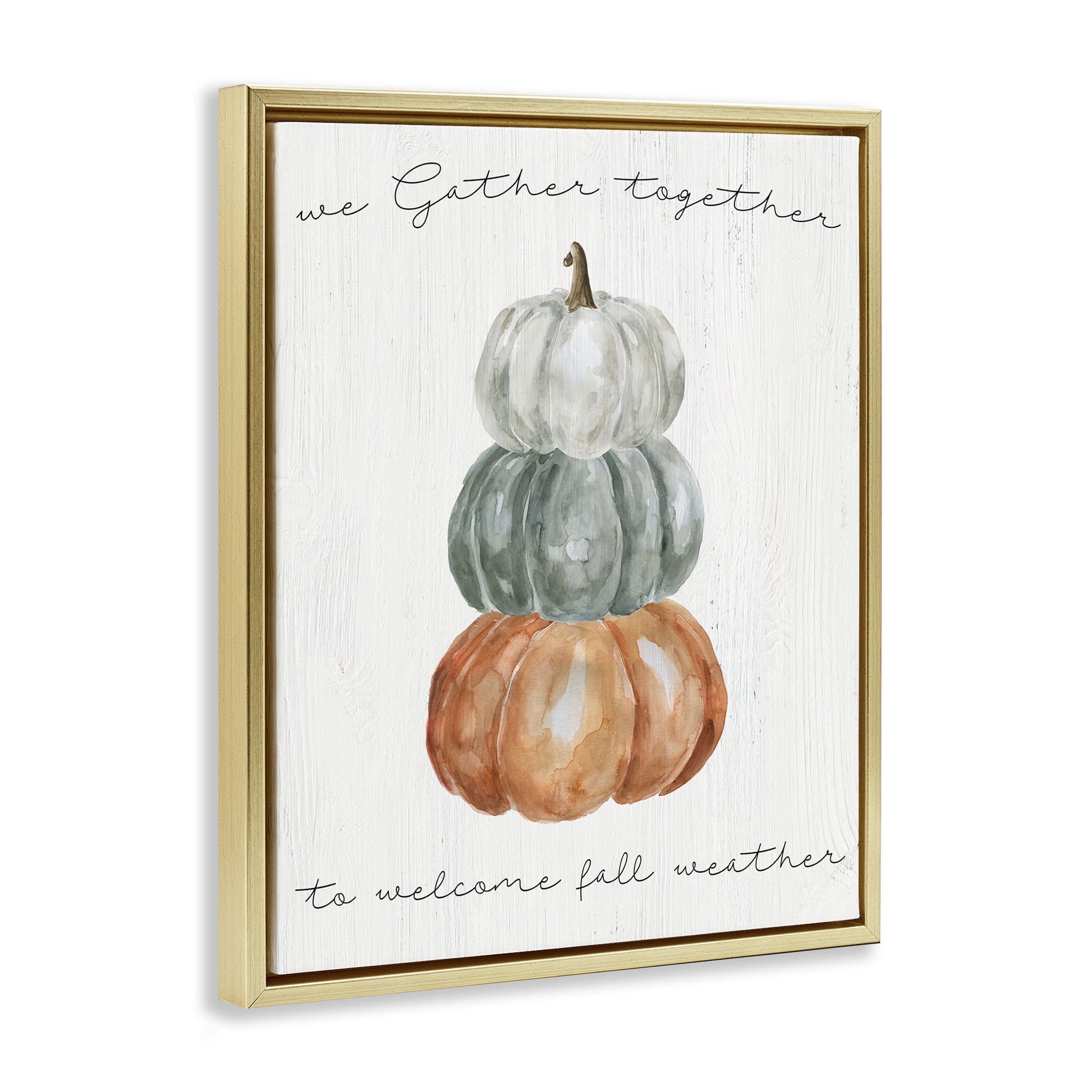 Stupell Industries Gather Together Fall Weather Gold Framed Floater Canvas Wall Art, design by Livi Finn