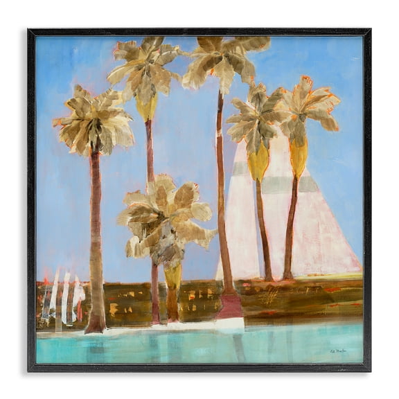 Stupell Industries Rustic Tropical Scene Coastal Painting Black Framed Art Print Wall Art, 12 x 12