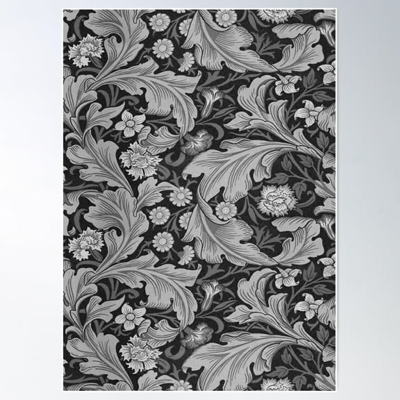 William Morris Floral Design, Black,White Poster Wall Art, Modern Wall Decor For Living Room Bedroom, 8x12 UNFRAMED