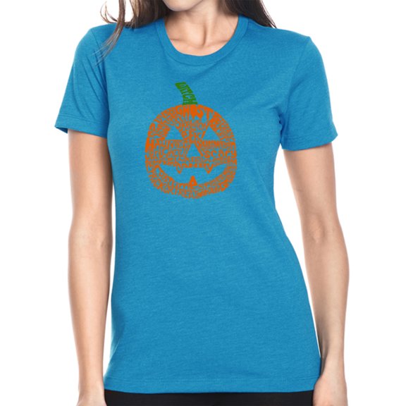 LA Pop Art Women's Premium Blend Word Art T-shirt - Pumpkin