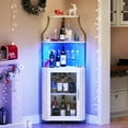 thumbnail image 7 of Aoile Corner Bar Cabinet with LED Light, 5-Tiers Liquor Cabinet Bar with Adjustable Shelf & Glass Holder for Home, Gold, 7 of 7