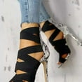 thumbnail image 5 of Criss Cross Patchwork High Heels Sandals (Black, 5), 5 of 7