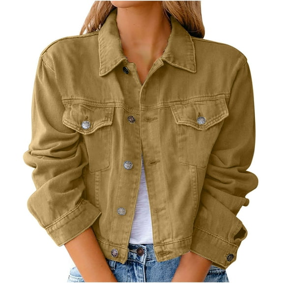 QUYUON Ladies Cardigan Sweaters Clearance Long Sleeve Sweaters for Women Cardigan Polyester Mid Length Cardigans Women Cardigan Jacket Style Q-4325 Fall Cardigan Sweater Outerwear Coat Khaki XXL