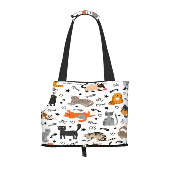 Cartoon Cat Pet Tote Bag Lightweight Shoulder Bag for Shopping and Travel
