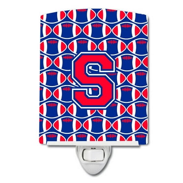Letter S Football Harvard Crimson and Yale Blue Ceramic Night Light