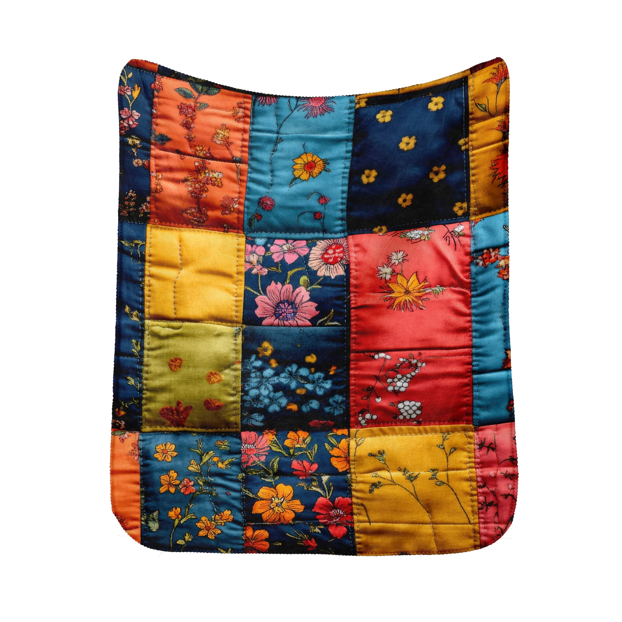 Sherpa Fleece Throw Blanket 40"x 50" Reversible Plush Fluffy Blanket, Double-Layer Super Soft Flannel Blanket for Sofa, Couch, Bed, Patchwork Floral Pattern
